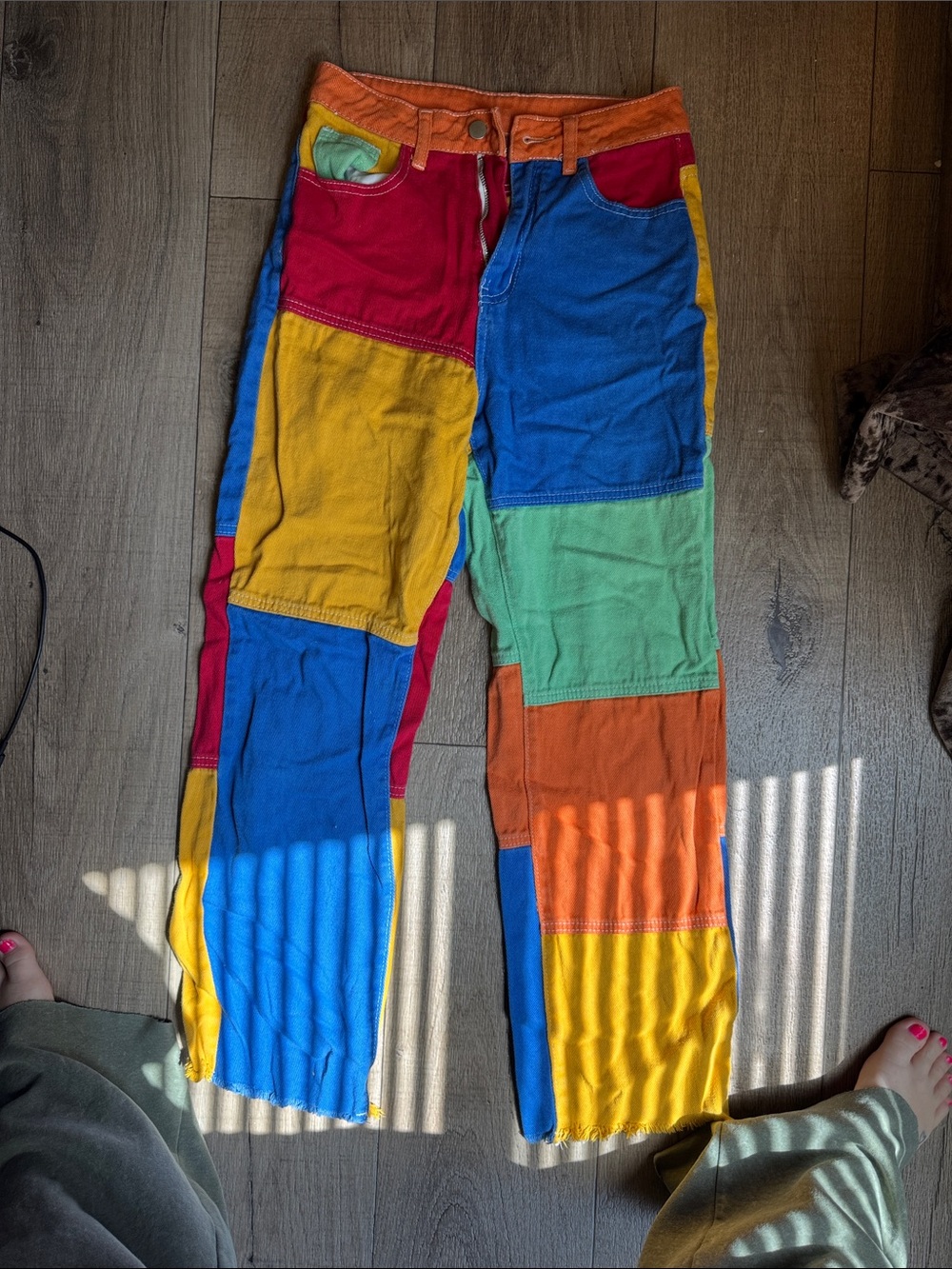Colorblock Patchwork Kids Pants - Multicolor